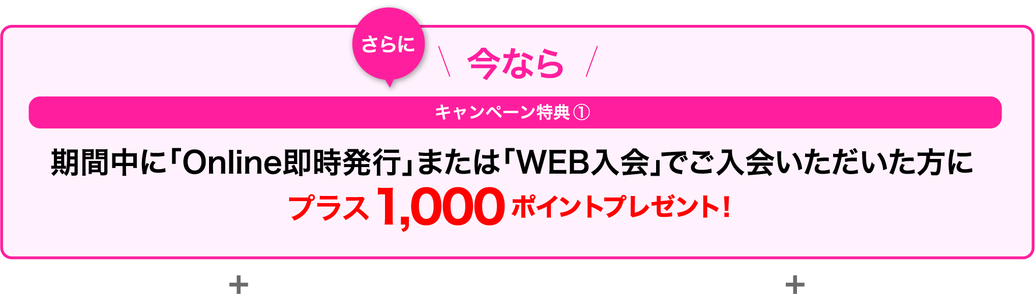 今なら特典1の条件を満たしていただいた方にプラス1000ポイントを(キャンペーン特典1)プレゼント