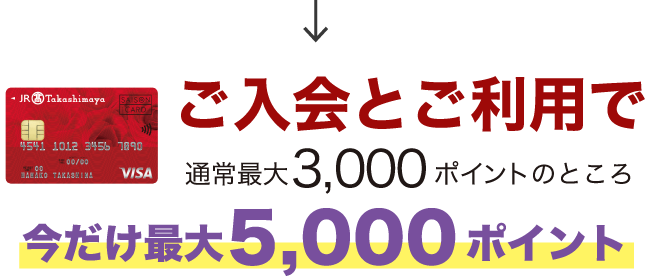 ご入会とご利用で 通常最大3,000ポイントのところ 今だけ最大5,000ポイント