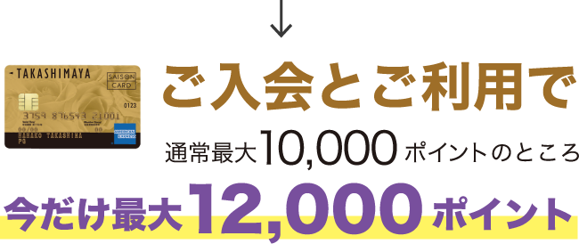 ご入会とご利用で 通常最大10,000ポイントのところ 今だけ最大12,000ポイント