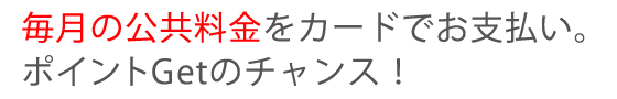 毎月の公共料金をカードでお支払い。ポイントGetのチャンス！
