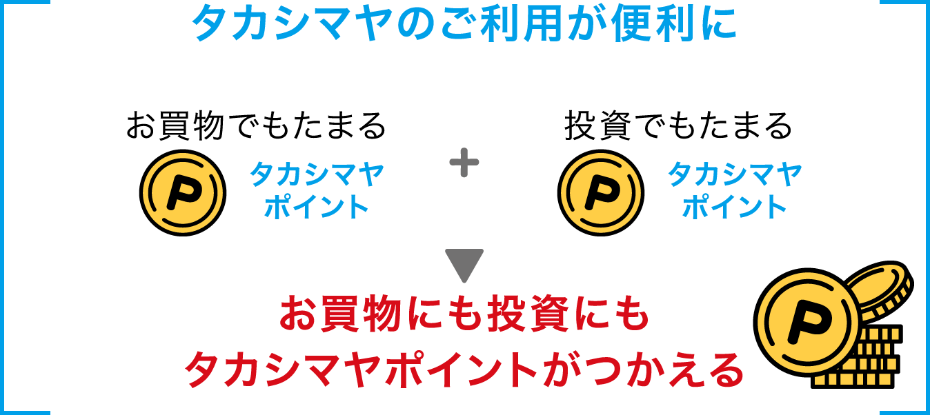 タカシマヤのご利用が便利にお買物でもたまるタカシマヤポイント投資でもたまるタカシマヤポイントお買物にも投資にもつかえる